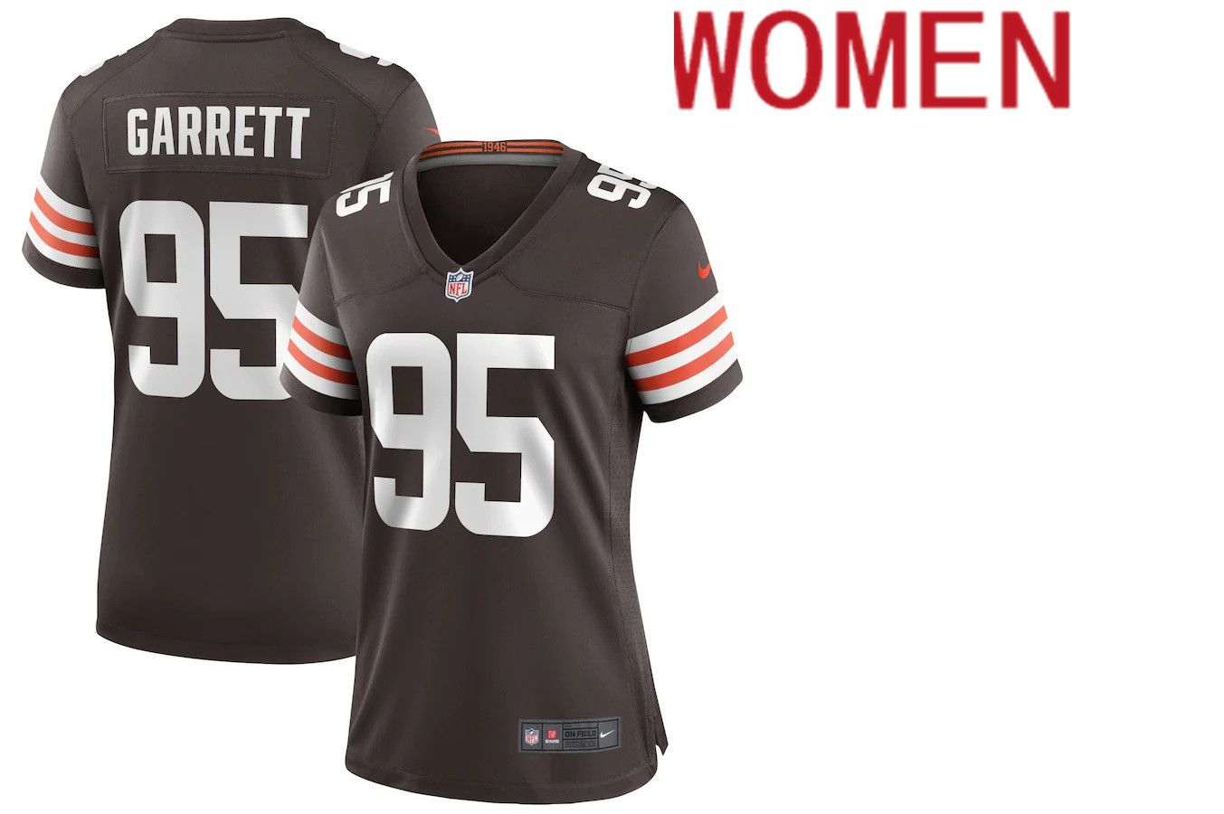 Women Cleveland Browns 95 Myles Garrett Nike Brown Game Player NFL Jersey